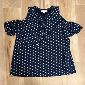 MICHAEL Michael Kors Navy and Gold Polka Dot Blouse
